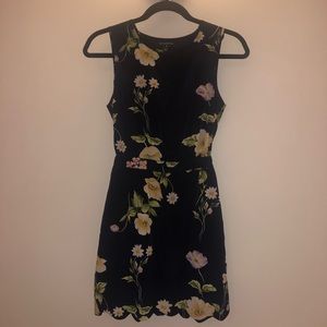 Navy blue + floral scallop dress